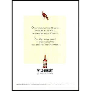 1994 Wild Turkey Kentucky Bourbon Vintage Print Ad 101 Proof Classic Wall Art